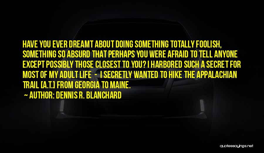 Dennis R. Blanchard Quotes: Have You Ever Dreamt About Doing Something Totally Foolish, Something So Absurd That Perhaps You Were Afraid To Tell Anyone