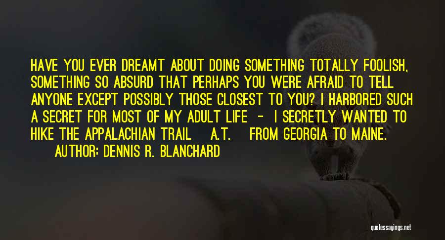 Dennis R. Blanchard Quotes: Have You Ever Dreamt About Doing Something Totally Foolish, Something So Absurd That Perhaps You Were Afraid To Tell Anyone