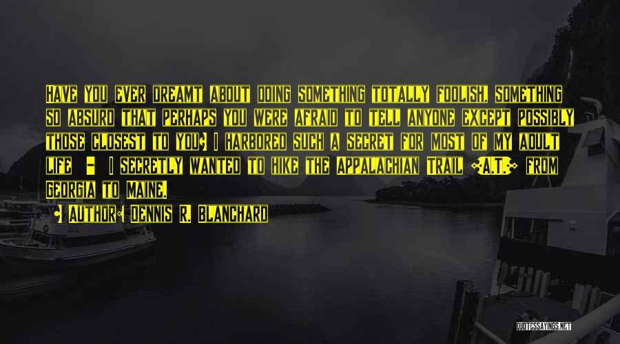 Dennis R. Blanchard Quotes: Have You Ever Dreamt About Doing Something Totally Foolish, Something So Absurd That Perhaps You Were Afraid To Tell Anyone