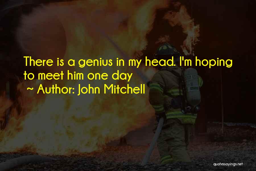 John Mitchell Quotes: There Is A Genius In My Head. I'm Hoping To Meet Him One Day