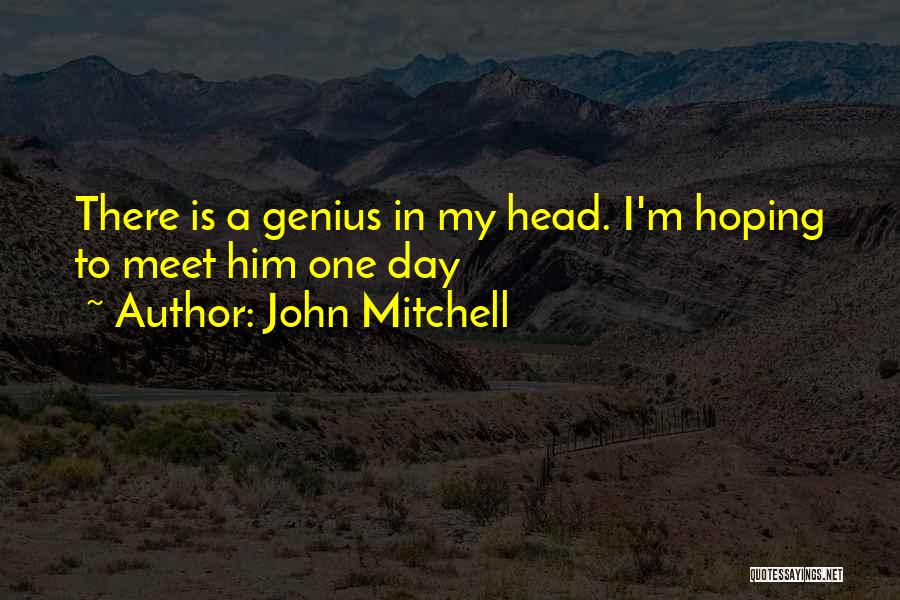 John Mitchell Quotes: There Is A Genius In My Head. I'm Hoping To Meet Him One Day