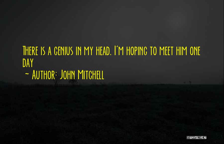 John Mitchell Quotes: There Is A Genius In My Head. I'm Hoping To Meet Him One Day