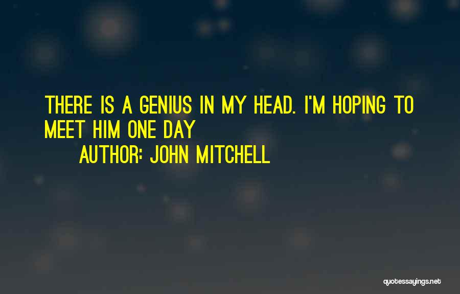 John Mitchell Quotes: There Is A Genius In My Head. I'm Hoping To Meet Him One Day