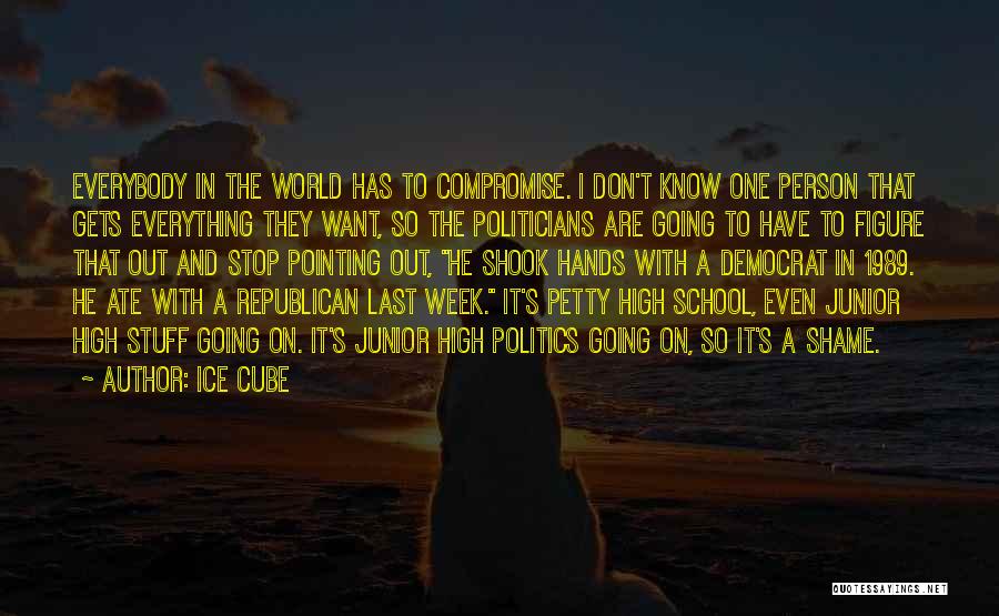 Ice Cube Quotes: Everybody In The World Has To Compromise. I Don't Know One Person That Gets Everything They Want, So The Politicians