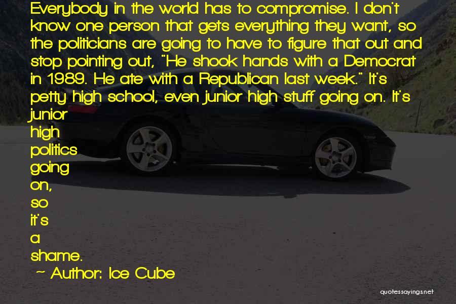 Ice Cube Quotes: Everybody In The World Has To Compromise. I Don't Know One Person That Gets Everything They Want, So The Politicians