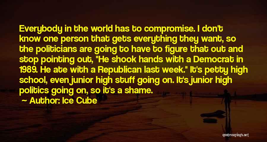 Ice Cube Quotes: Everybody In The World Has To Compromise. I Don't Know One Person That Gets Everything They Want, So The Politicians