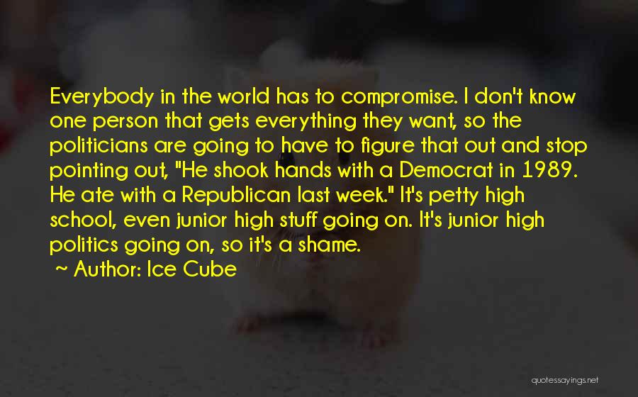 Ice Cube Quotes: Everybody In The World Has To Compromise. I Don't Know One Person That Gets Everything They Want, So The Politicians