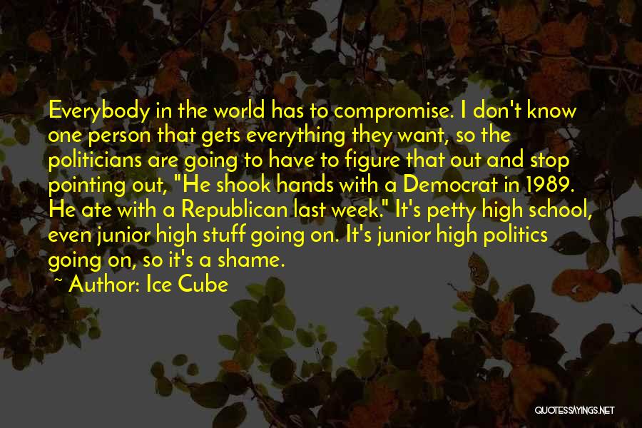 Ice Cube Quotes: Everybody In The World Has To Compromise. I Don't Know One Person That Gets Everything They Want, So The Politicians