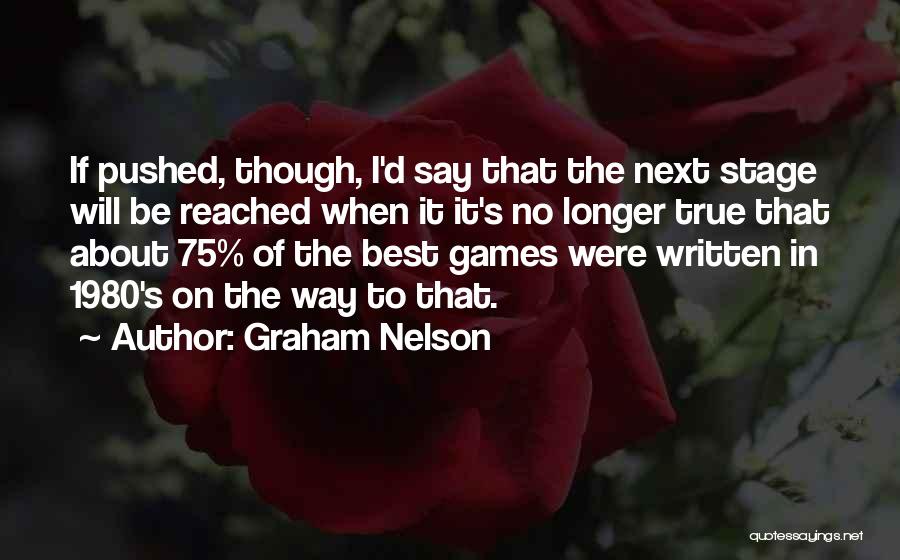 Graham Nelson Quotes: If Pushed, Though, I'd Say That The Next Stage Will Be Reached When It It's No Longer True That About