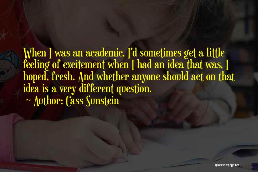 Cass Sunstein Quotes: When I Was An Academic, I'd Sometimes Get A Little Feeling Of Excitement When I Had An Idea That Was,