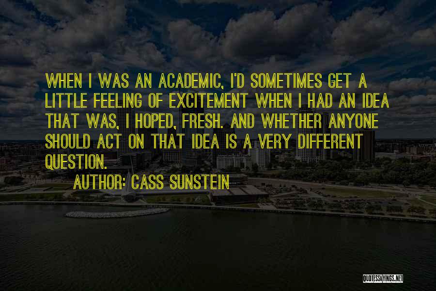 Cass Sunstein Quotes: When I Was An Academic, I'd Sometimes Get A Little Feeling Of Excitement When I Had An Idea That Was,