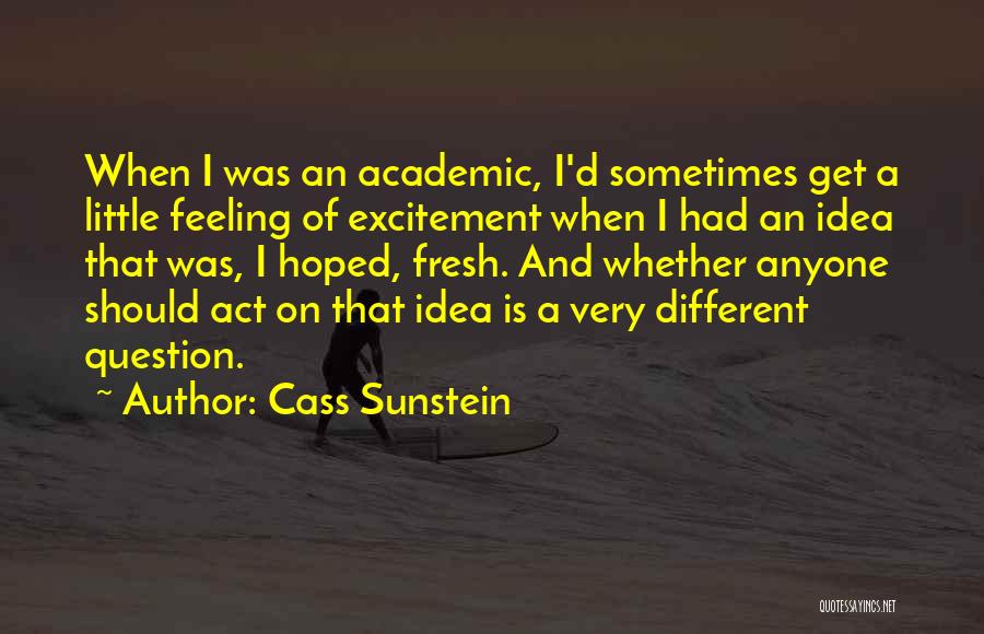 Cass Sunstein Quotes: When I Was An Academic, I'd Sometimes Get A Little Feeling Of Excitement When I Had An Idea That Was,