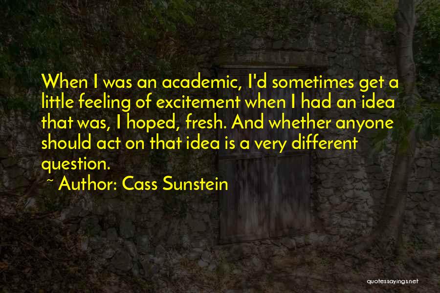 Cass Sunstein Quotes: When I Was An Academic, I'd Sometimes Get A Little Feeling Of Excitement When I Had An Idea That Was,