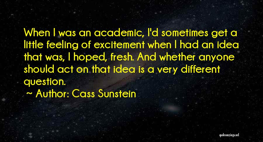 Cass Sunstein Quotes: When I Was An Academic, I'd Sometimes Get A Little Feeling Of Excitement When I Had An Idea That Was,