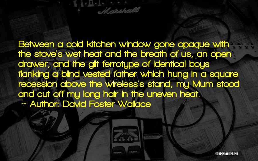 David Foster Wallace Quotes: Between A Cold Kitchen Window Gone Opaque With The Stove's Wet Heat And The Breath Of Us, An Open Drawer,