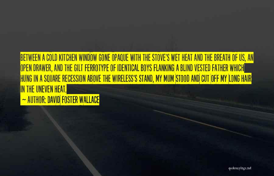 David Foster Wallace Quotes: Between A Cold Kitchen Window Gone Opaque With The Stove's Wet Heat And The Breath Of Us, An Open Drawer,