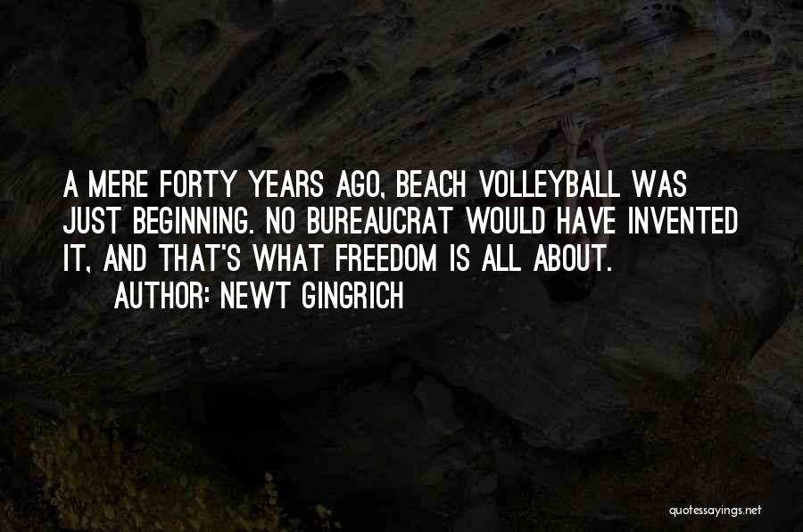 Newt Gingrich Quotes: A Mere Forty Years Ago, Beach Volleyball Was Just Beginning. No Bureaucrat Would Have Invented It, And That's What Freedom