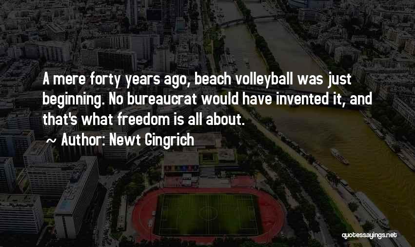 Newt Gingrich Quotes: A Mere Forty Years Ago, Beach Volleyball Was Just Beginning. No Bureaucrat Would Have Invented It, And That's What Freedom