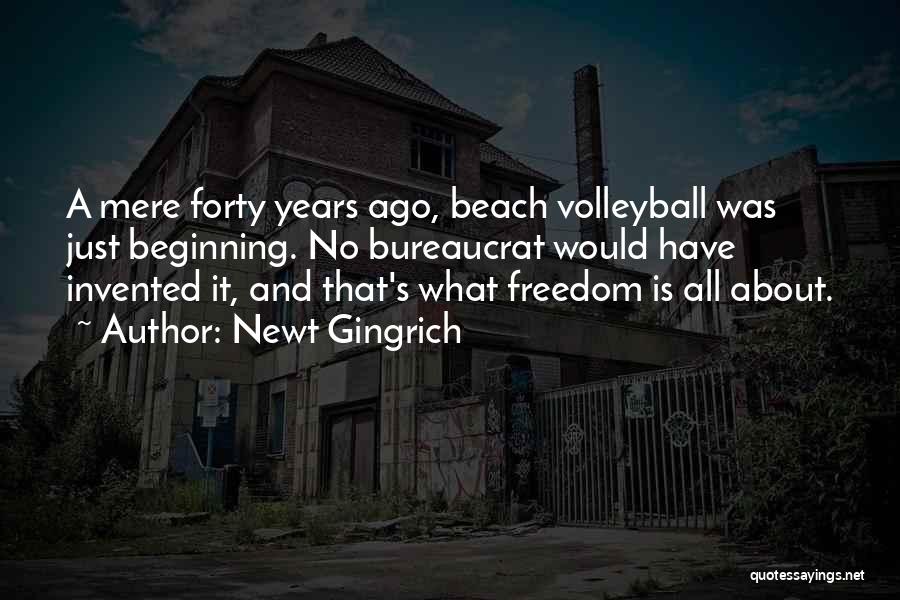 Newt Gingrich Quotes: A Mere Forty Years Ago, Beach Volleyball Was Just Beginning. No Bureaucrat Would Have Invented It, And That's What Freedom