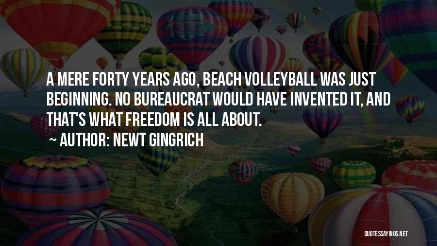 Newt Gingrich Quotes: A Mere Forty Years Ago, Beach Volleyball Was Just Beginning. No Bureaucrat Would Have Invented It, And That's What Freedom