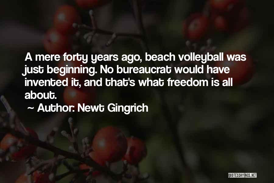 Newt Gingrich Quotes: A Mere Forty Years Ago, Beach Volleyball Was Just Beginning. No Bureaucrat Would Have Invented It, And That's What Freedom