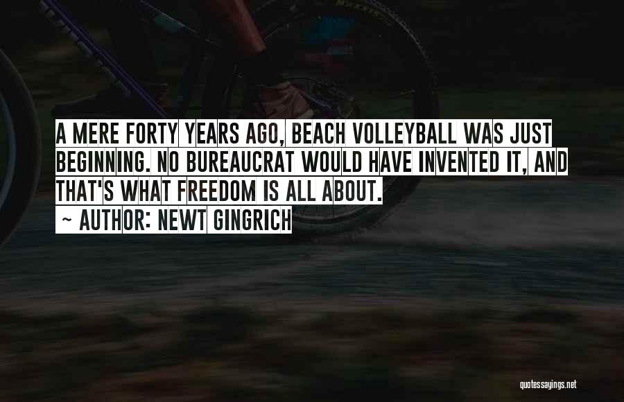 Newt Gingrich Quotes: A Mere Forty Years Ago, Beach Volleyball Was Just Beginning. No Bureaucrat Would Have Invented It, And That's What Freedom