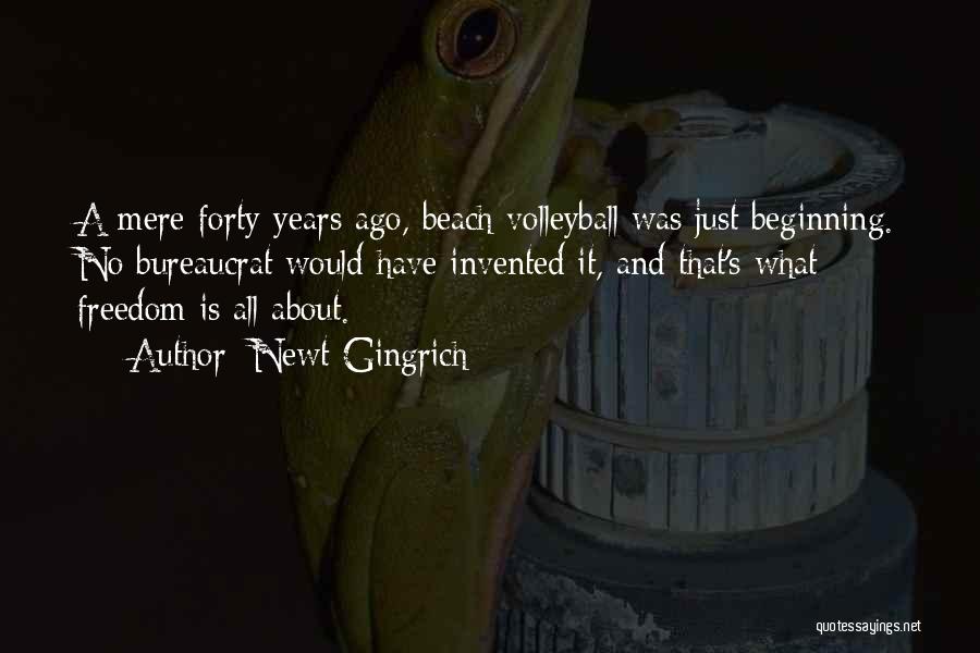 Newt Gingrich Quotes: A Mere Forty Years Ago, Beach Volleyball Was Just Beginning. No Bureaucrat Would Have Invented It, And That's What Freedom