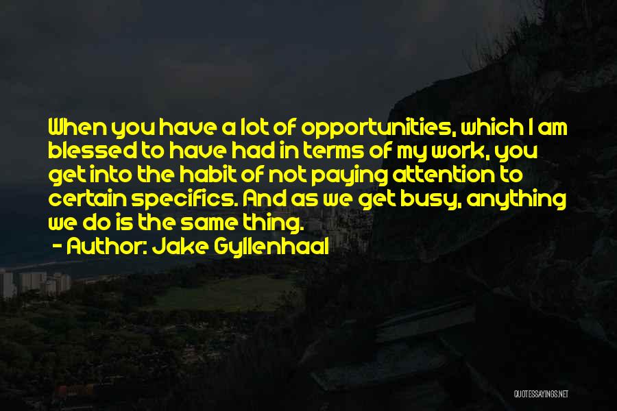 Jake Gyllenhaal Quotes: When You Have A Lot Of Opportunities, Which I Am Blessed To Have Had In Terms Of My Work, You