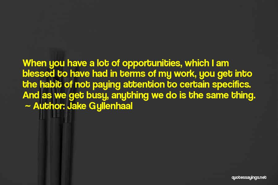 Jake Gyllenhaal Quotes: When You Have A Lot Of Opportunities, Which I Am Blessed To Have Had In Terms Of My Work, You