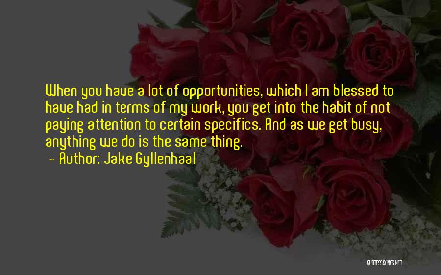 Jake Gyllenhaal Quotes: When You Have A Lot Of Opportunities, Which I Am Blessed To Have Had In Terms Of My Work, You