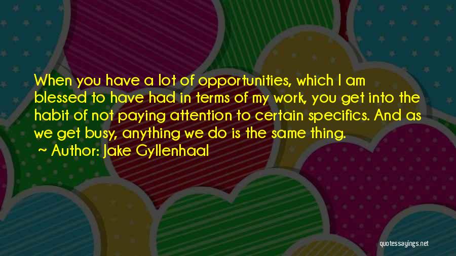 Jake Gyllenhaal Quotes: When You Have A Lot Of Opportunities, Which I Am Blessed To Have Had In Terms Of My Work, You