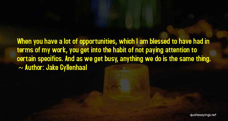 Jake Gyllenhaal Quotes: When You Have A Lot Of Opportunities, Which I Am Blessed To Have Had In Terms Of My Work, You