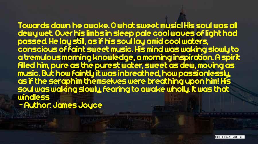 James Joyce Quotes: Towards Dawn He Awoke. O What Sweet Music! His Soul Was All Dewy Wet. Over His Limbs In Sleep Pale