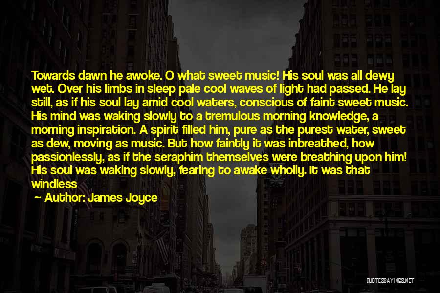 James Joyce Quotes: Towards Dawn He Awoke. O What Sweet Music! His Soul Was All Dewy Wet. Over His Limbs In Sleep Pale