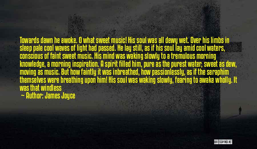 James Joyce Quotes: Towards Dawn He Awoke. O What Sweet Music! His Soul Was All Dewy Wet. Over His Limbs In Sleep Pale