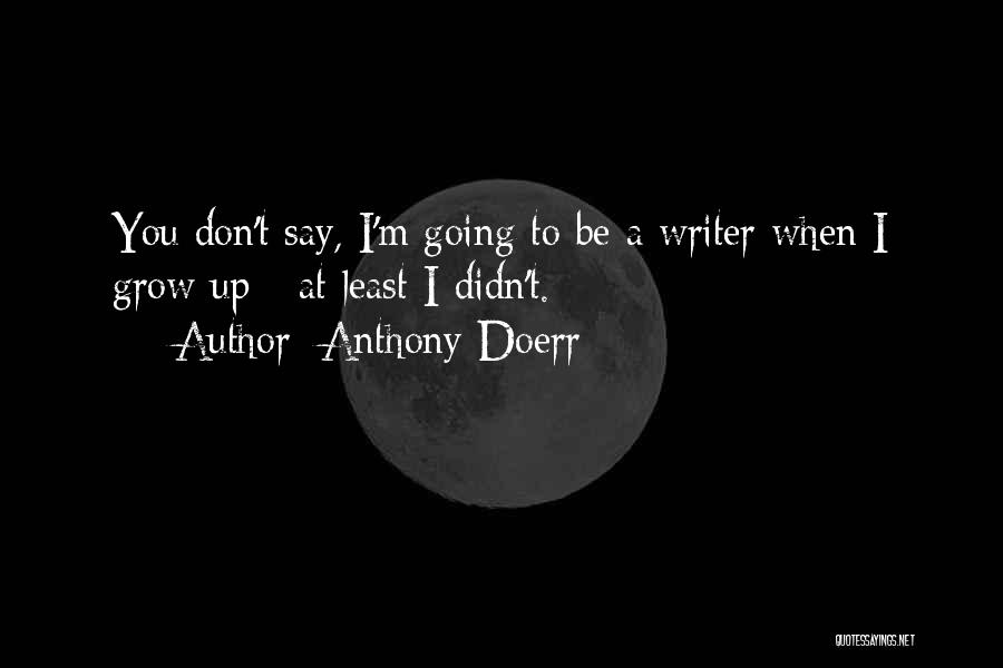 Anthony Doerr Quotes: You Don't Say, I'm Going To Be A Writer When I Grow Up - At Least I Didn't.