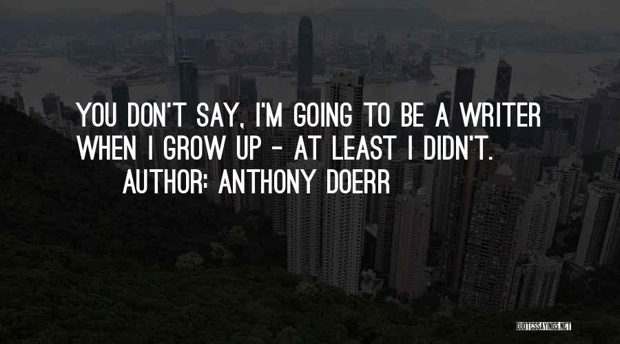 Anthony Doerr Quotes: You Don't Say, I'm Going To Be A Writer When I Grow Up - At Least I Didn't.