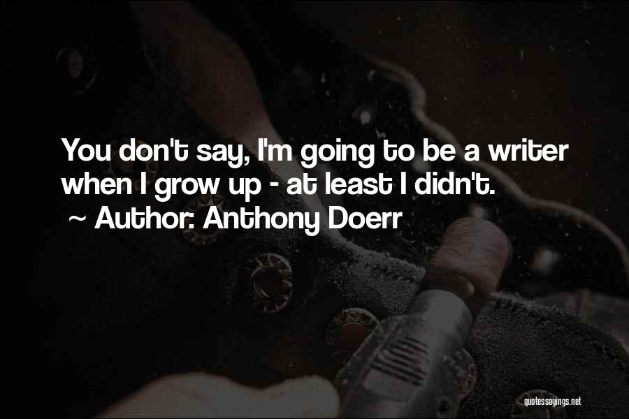 Anthony Doerr Quotes: You Don't Say, I'm Going To Be A Writer When I Grow Up - At Least I Didn't.