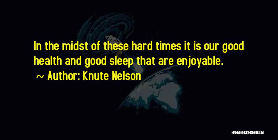 Knute Nelson Quotes: In The Midst Of These Hard Times It Is Our Good Health And Good Sleep That Are Enjoyable.