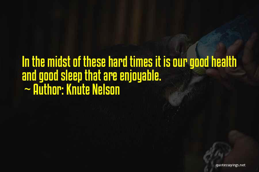 Knute Nelson Quotes: In The Midst Of These Hard Times It Is Our Good Health And Good Sleep That Are Enjoyable.