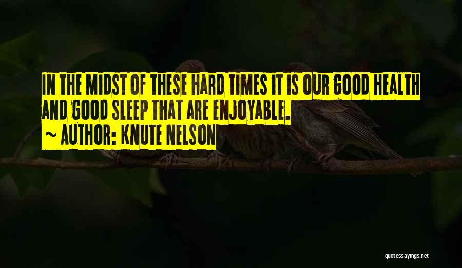 Knute Nelson Quotes: In The Midst Of These Hard Times It Is Our Good Health And Good Sleep That Are Enjoyable.