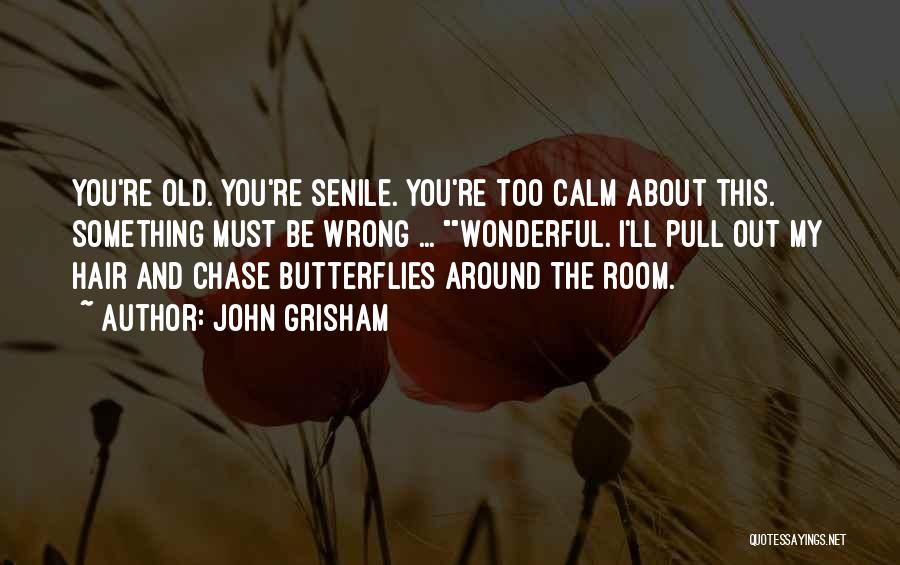 John Grisham Quotes: You're Old. You're Senile. You're Too Calm About This. Something Must Be Wrong ... Wonderful. I'll Pull Out My Hair