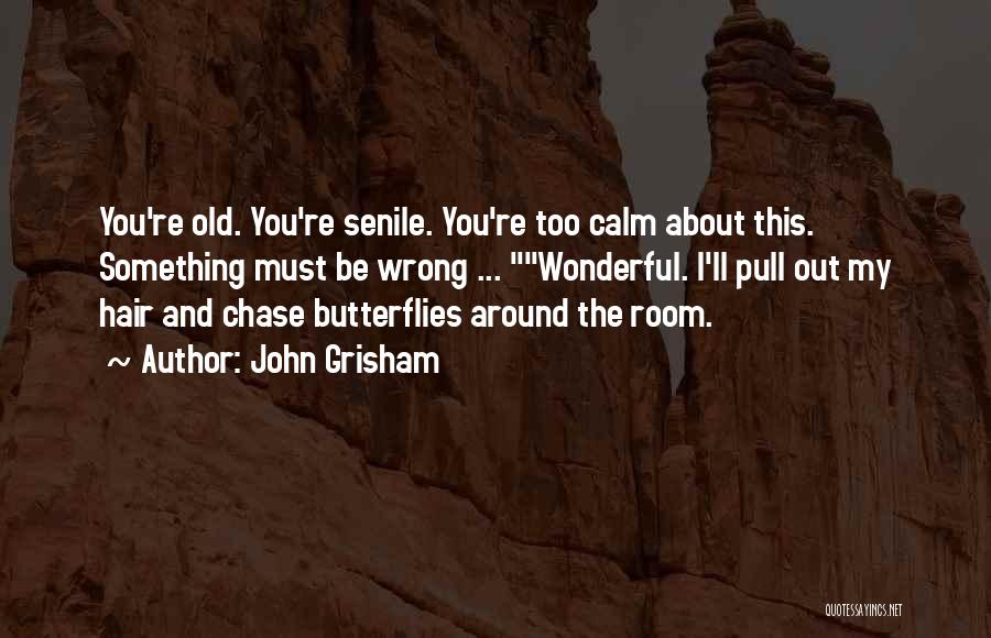 John Grisham Quotes: You're Old. You're Senile. You're Too Calm About This. Something Must Be Wrong ... Wonderful. I'll Pull Out My Hair