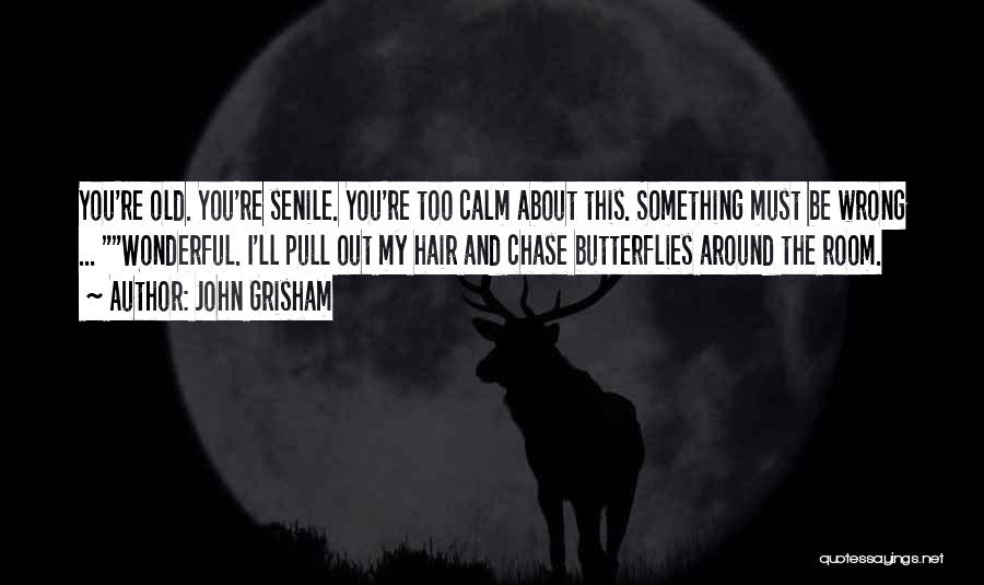 John Grisham Quotes: You're Old. You're Senile. You're Too Calm About This. Something Must Be Wrong ... Wonderful. I'll Pull Out My Hair