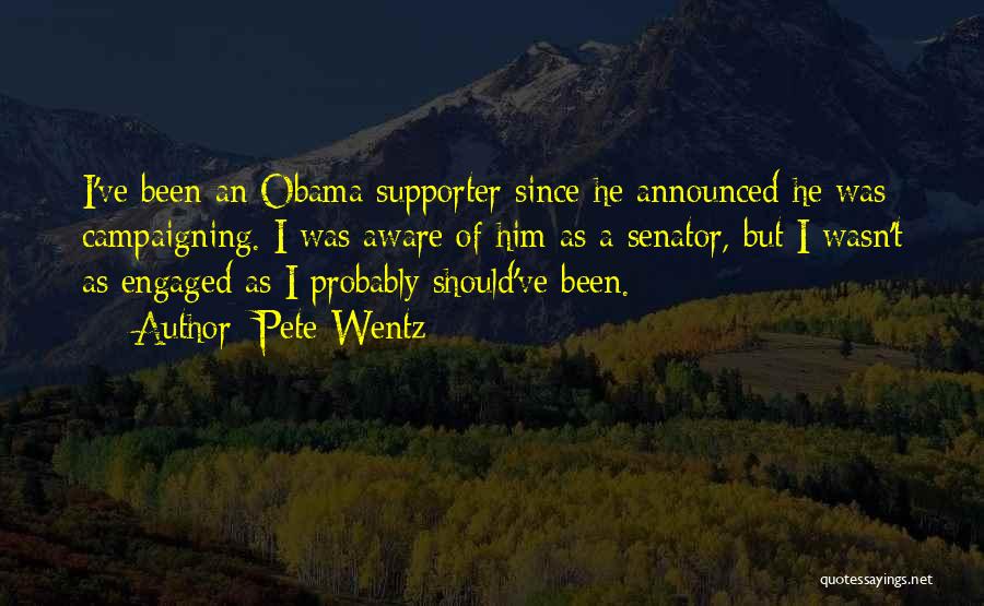 Pete Wentz Quotes: I've Been An Obama Supporter Since He Announced He Was Campaigning. I Was Aware Of Him As A Senator, But