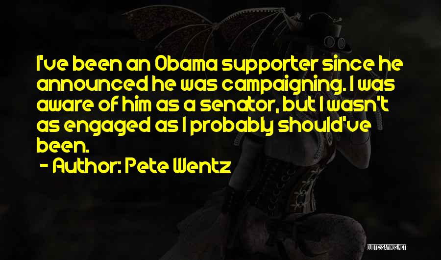 Pete Wentz Quotes: I've Been An Obama Supporter Since He Announced He Was Campaigning. I Was Aware Of Him As A Senator, But