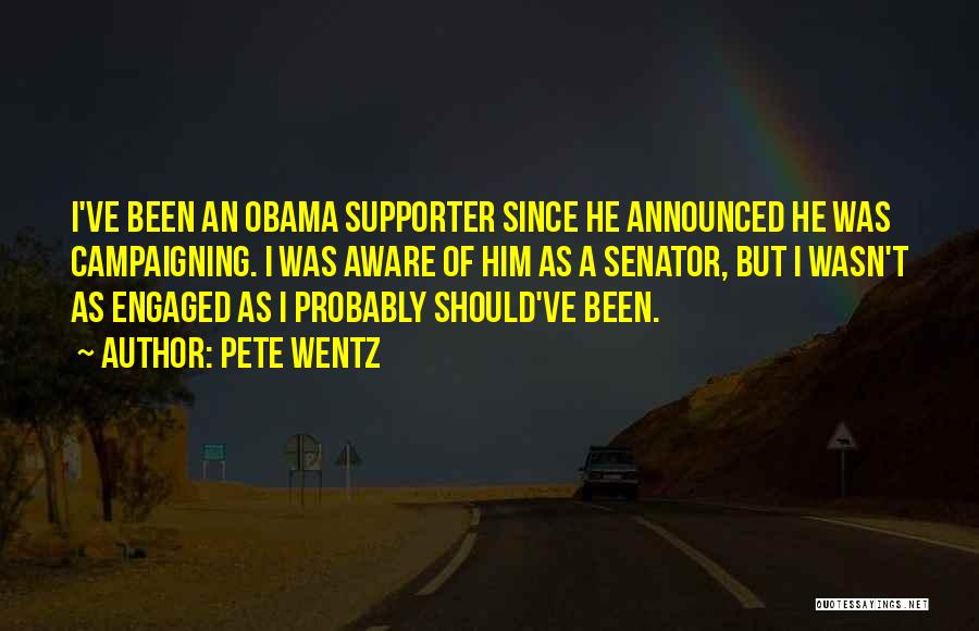 Pete Wentz Quotes: I've Been An Obama Supporter Since He Announced He Was Campaigning. I Was Aware Of Him As A Senator, But
