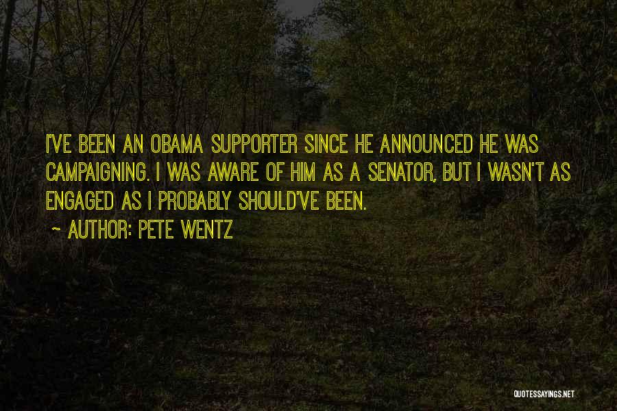 Pete Wentz Quotes: I've Been An Obama Supporter Since He Announced He Was Campaigning. I Was Aware Of Him As A Senator, But