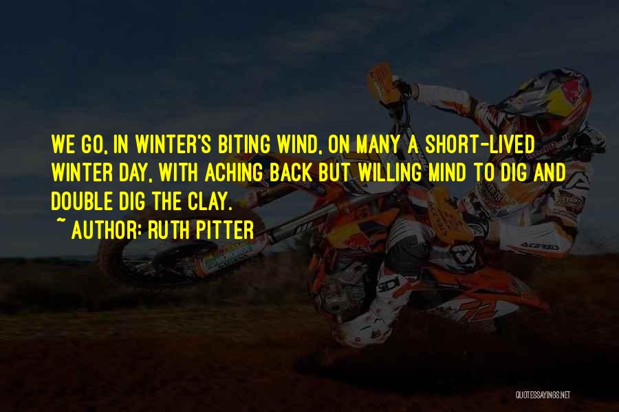 Ruth Pitter Quotes: We Go, In Winter's Biting Wind, On Many A Short-lived Winter Day, With Aching Back But Willing Mind To Dig