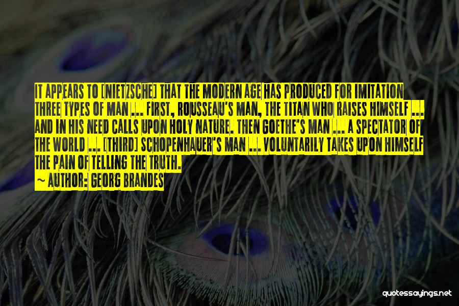 Georg Brandes Quotes: It Appears To [nietzsche] That The Modern Age Has Produced For Imitation Three Types Of Man ... First, Rousseau's Man,